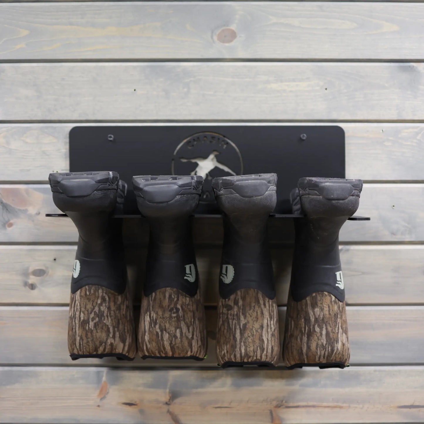 Chasin Migration CMB500 Boot Hanger Rack wall-mounted front view with boots