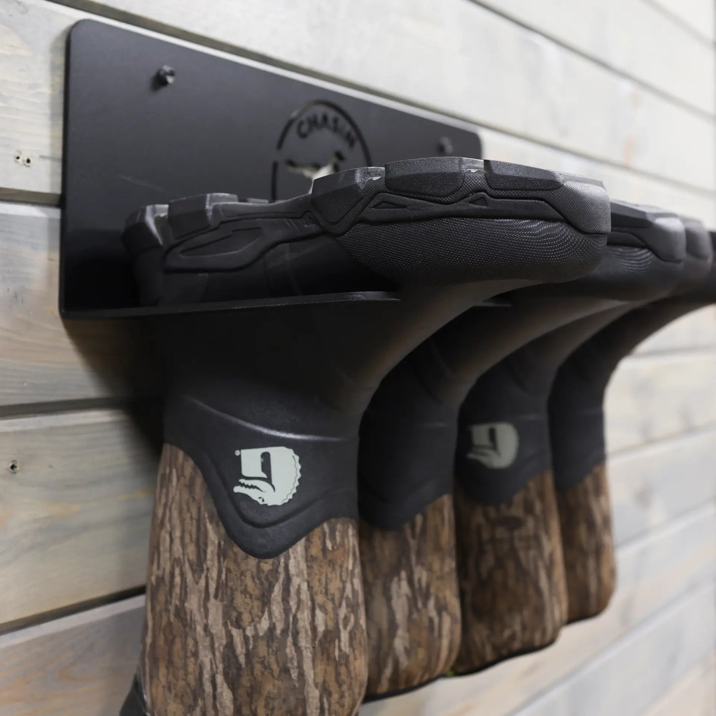 Chasin Migration CMB500 Boot Hanger Rack wall-mounted side view with boots
