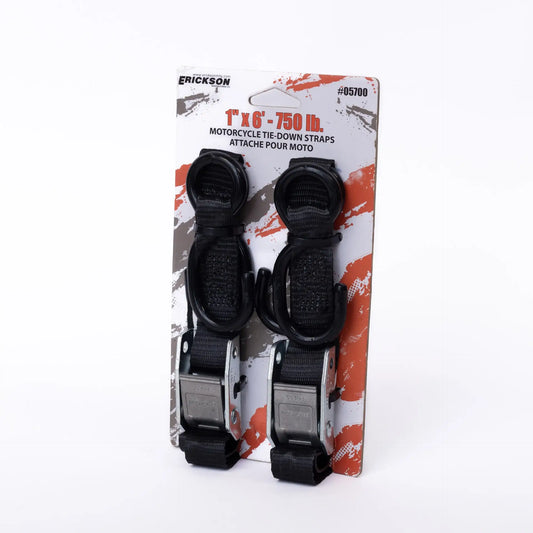 1"X6' 750 LB Motorcycle/ATV Cam Buckle Straps - Set of 2