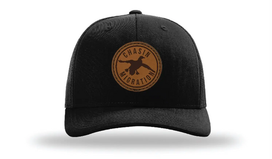 Chasin Migration Hat, Black with Leather Patch